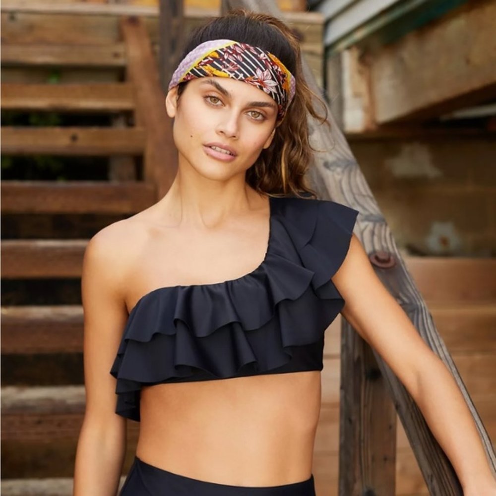 Anthropologie Maeve Julie One-Shoulder Ruffle Bikini Top